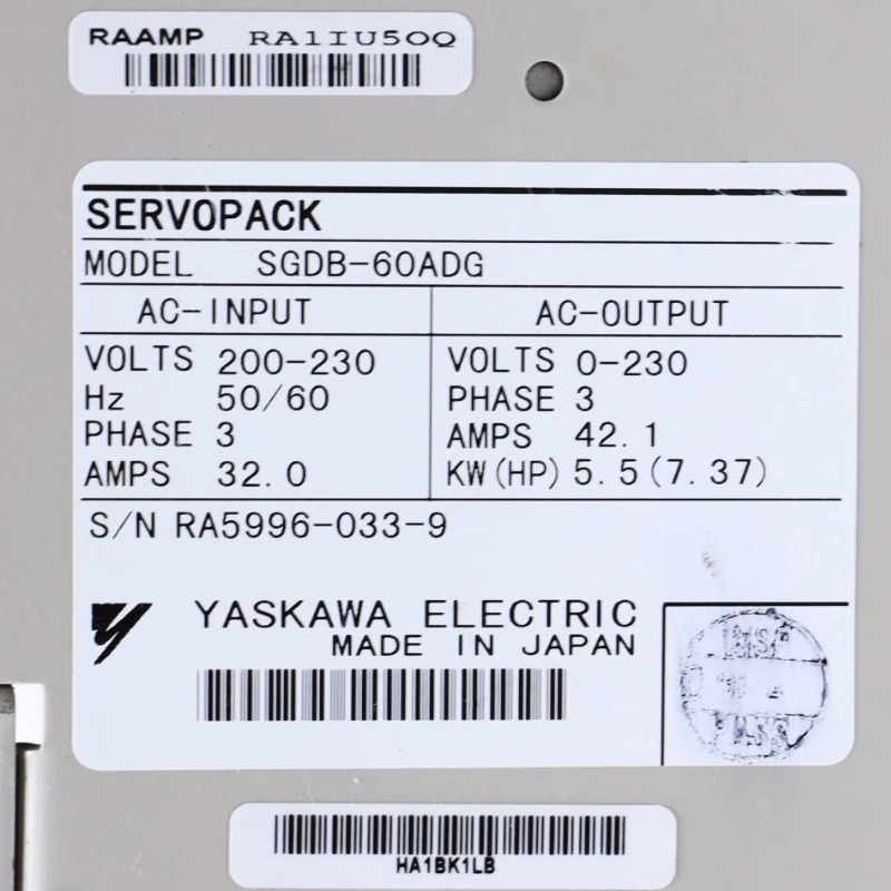 SGDB-60ADG Yaskawa 서보 드라이브 신속