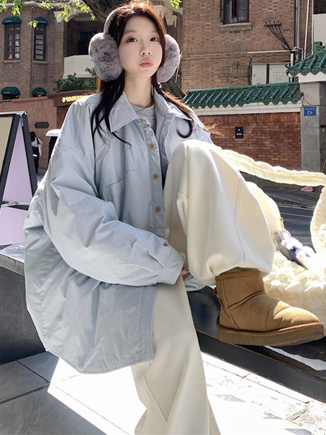 얇은 셔츠 캐주얼 남성용 카라 남자 상의 디자인 빈티지 빅사이즈 포켓 봄가을 코디 - 상세 이미지 2
