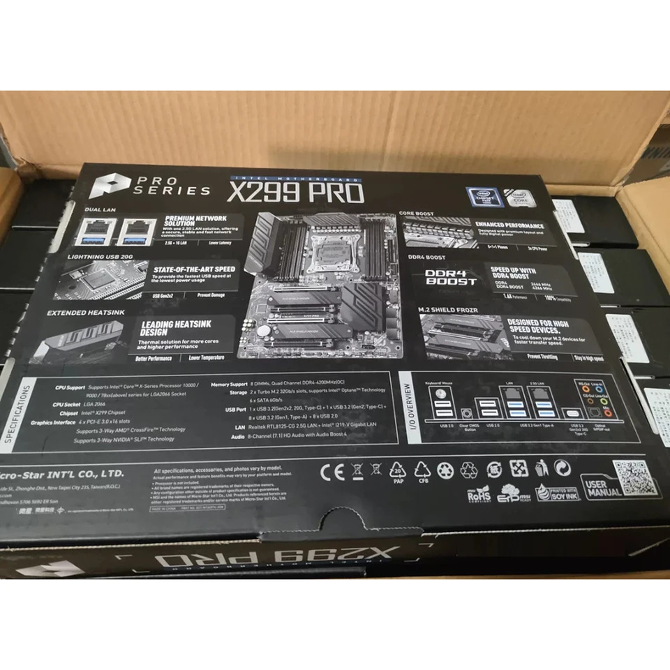 X299 PRO LGA2066 DDR4 M.2 x 2 SATA3 6 256GB 마더보드 미세 신