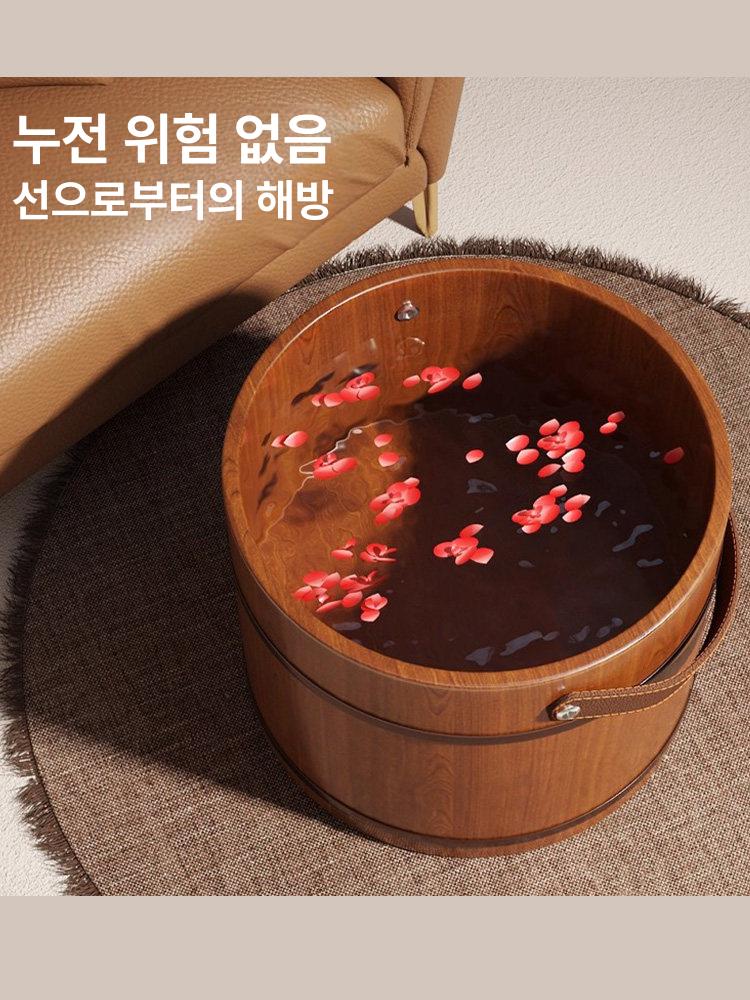 족욕통 히노끼족욕탕 족탕기 나무통 뚜껑 편백 발찜질 욕조 물통 훈증 찜질기 - 상세 이미지 4