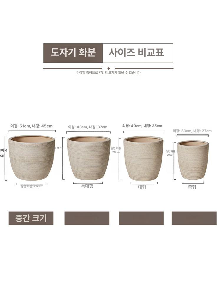 특대형 대형도자기화분 장식 거실 원통 둥근모양 발코니 야외 고급 실내 플랜트 원형 - 상세 이미지 3