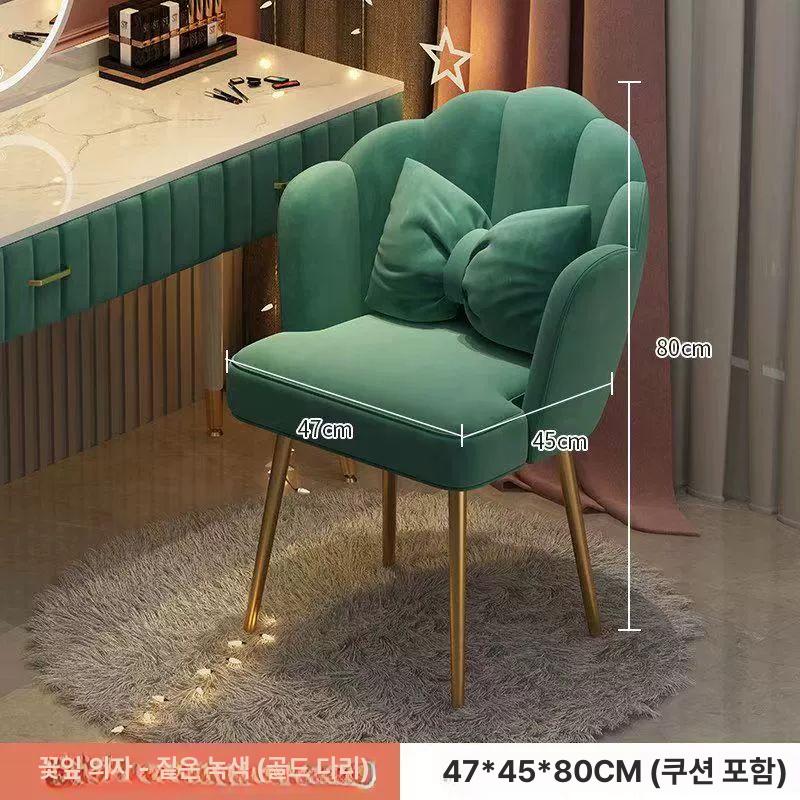 꽃잎 벨벳화장대 스툴 럭셔리 인테리어 수납 공주화장대 고정 파우더룸 예쁜 양털 - 상세 이미지 5
