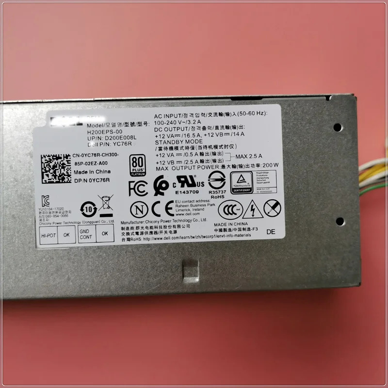 6 4Pin 전원 어댑터 OptiPlex 7050 7060 7070 3050 3070 3060 200W PSU 0CGFJT 04FHYW 0WRN7C 0YC76R