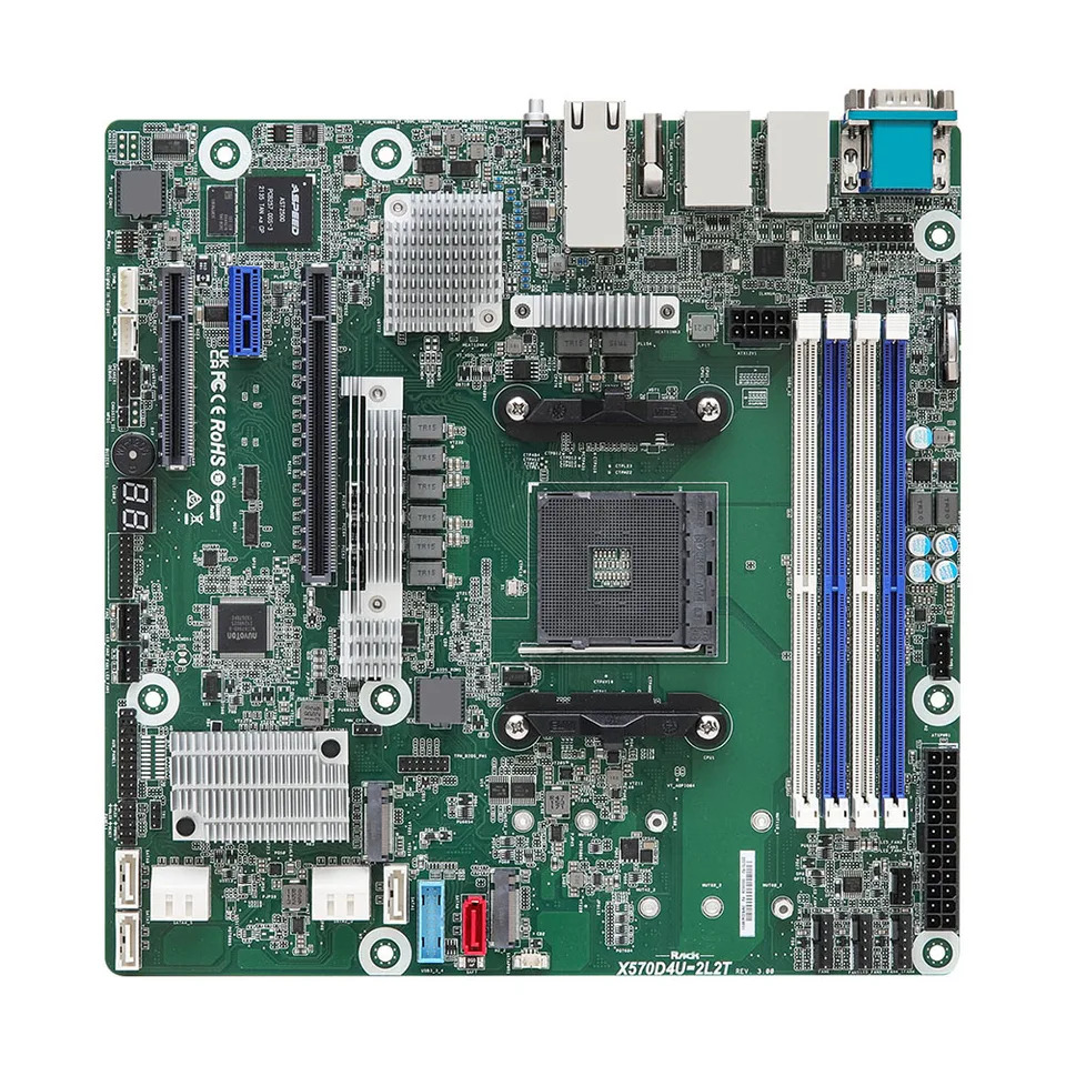 ASRock호환 X570D4U-2L2T/BCM기가비트 서버 마더보드 AM4 Ryzen호환5000 DDR4 지원