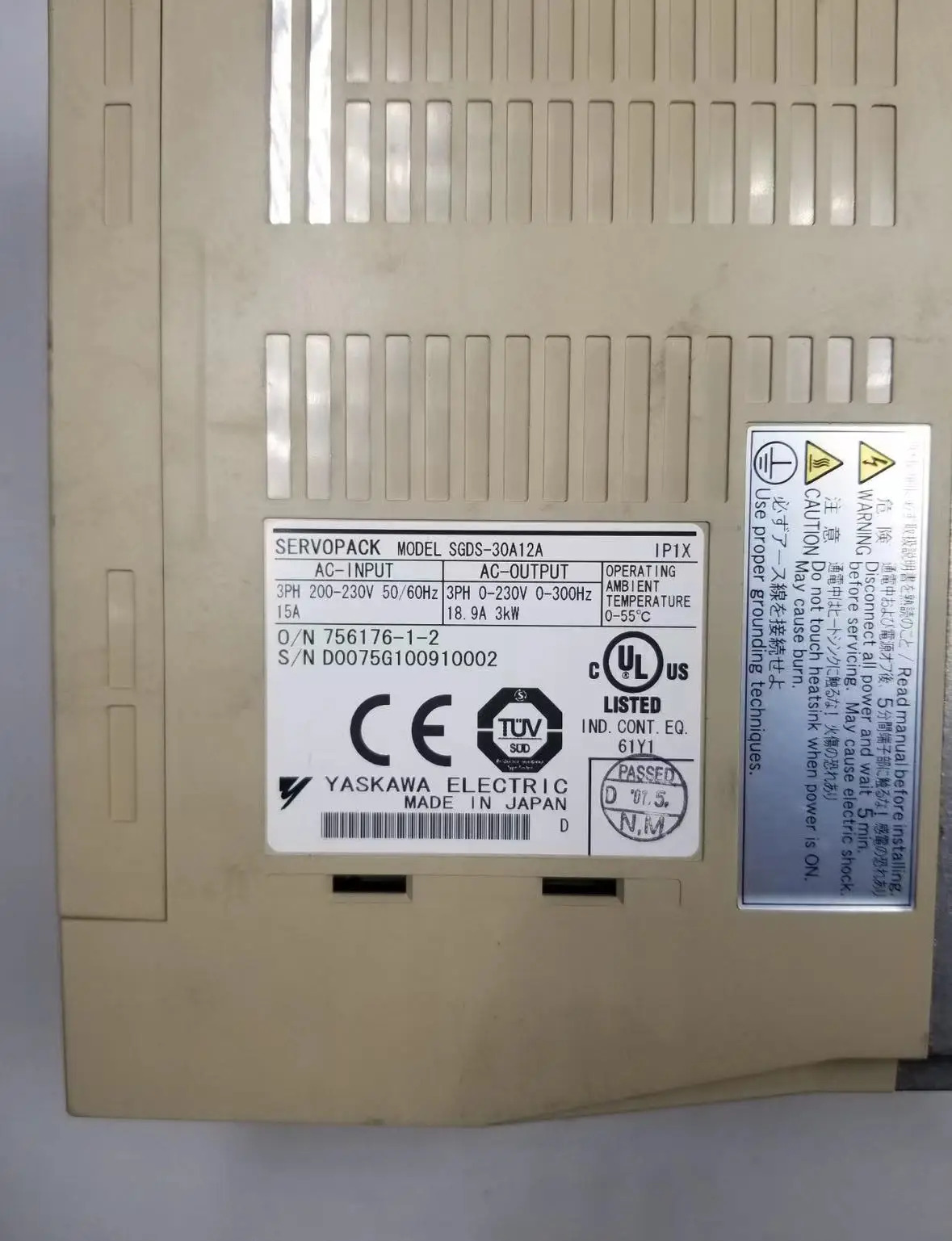 SGDS-30A12A 리퍼 서보 드라이브 3kW 기능 OK