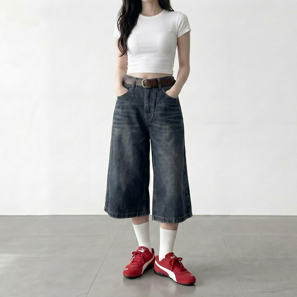 버뮤다청반바지 5부청반바지 데님버뮤다팬츠 7부청바지 이미지 2
