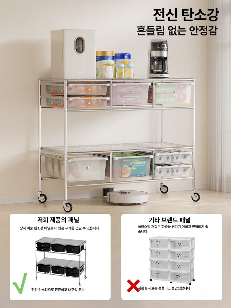 플라스틱 틈새서랍장 이동식수납장 침실 주방 수납정리함 틈새수납장 서랍식 사무실 - 상세 이미지 4