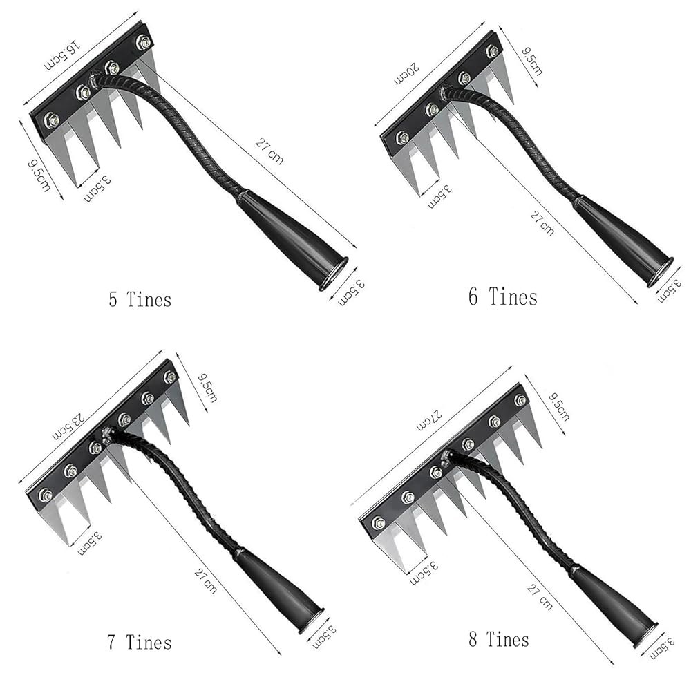 ANCEOMU 원예 핸드 제초기 풀러 도구, 톱니 도구가 잡초 있는 블레이드 (톱니 제거 탈착식 농장 사이즈 5/6/7/8 수동 5개) 고탄소강 잔디 정원용 제초기, 5 teeth - 상세 이미지 2