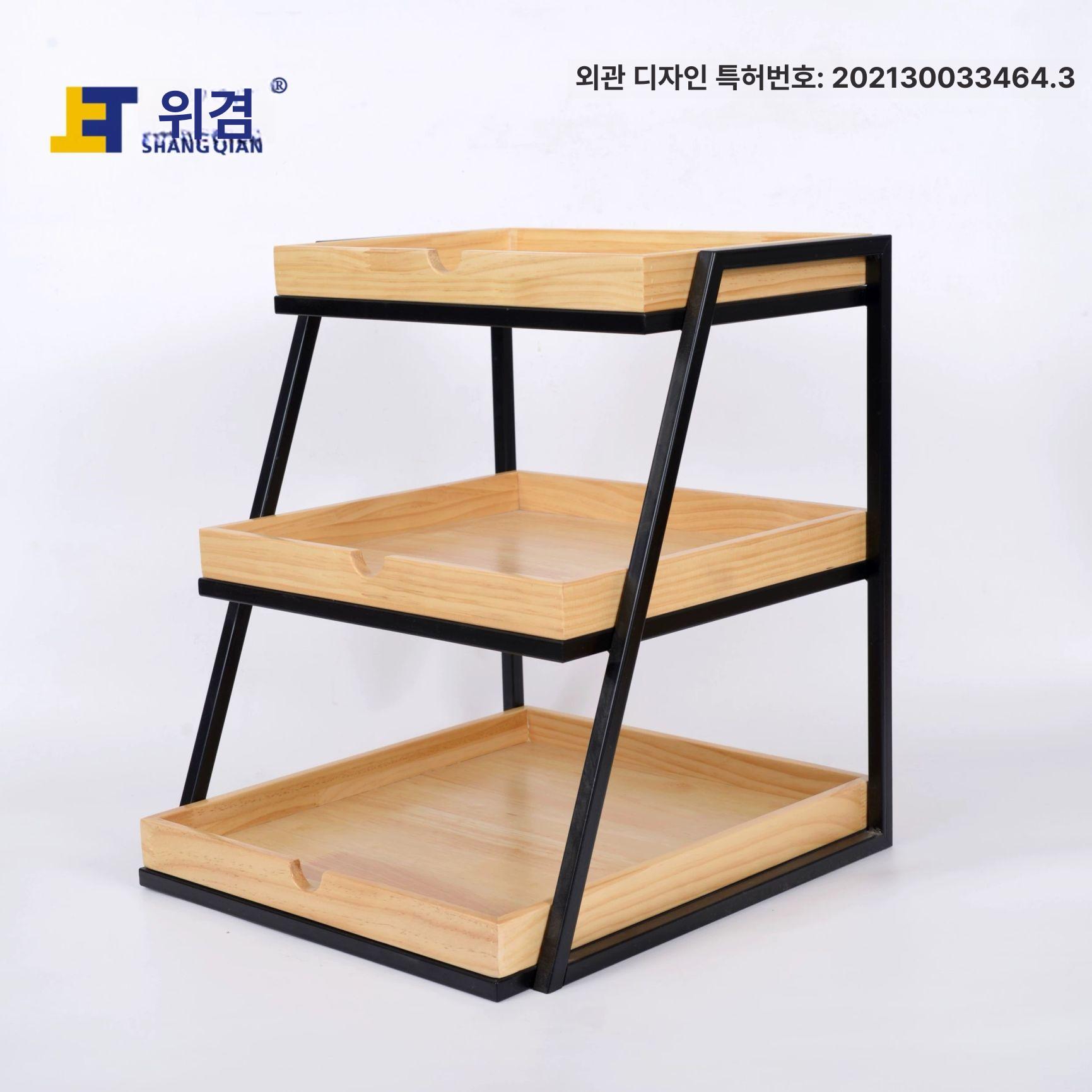 계단식 진열대 우드 빵집 전시대 거치대 진열장 베이커리 카페 투명 빵매대 경사진 - 상세 이미지 3