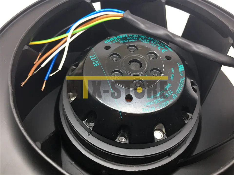 R2D190-AC22-12 원심 냉각팬 400V 56/73W 190mm