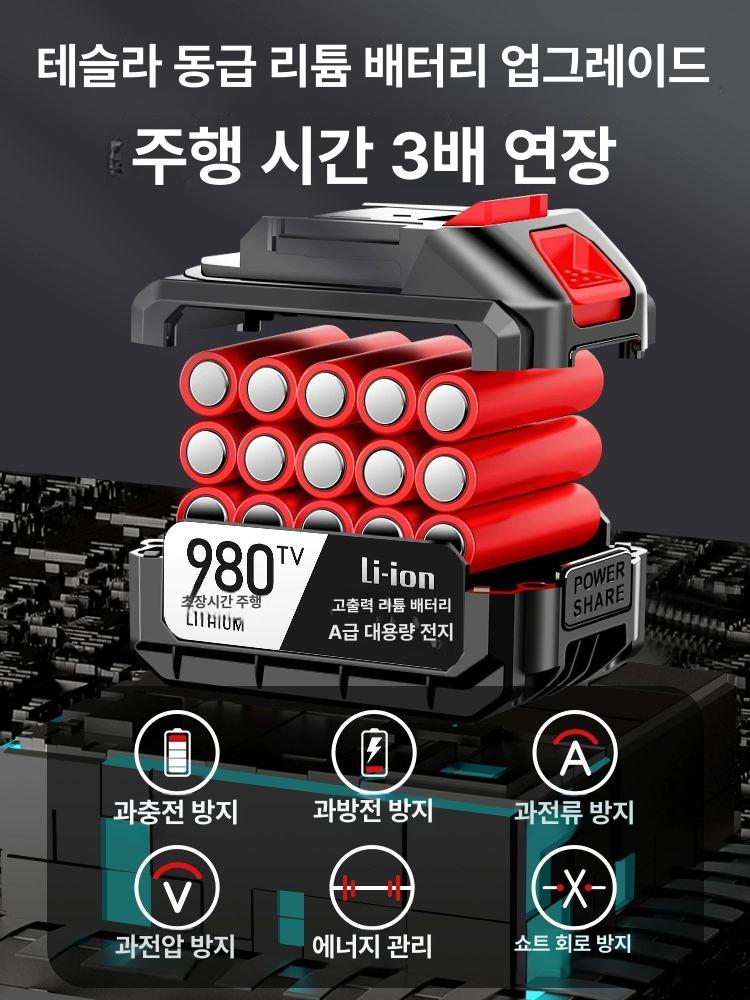 가정용 체인톱 엔진톱 충전식 공구 배터리 한손 절단 톱날 목공용 리튬 - 상세 이미지 4