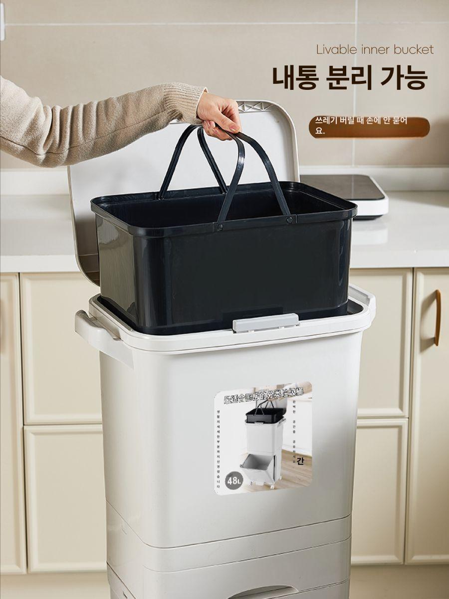 높은 휴지통 가정용 주방 욕실 대형 다용도 틈새 뚜껑 인테리어 내부 사무실쓰레기통 - 상세 이미지 4