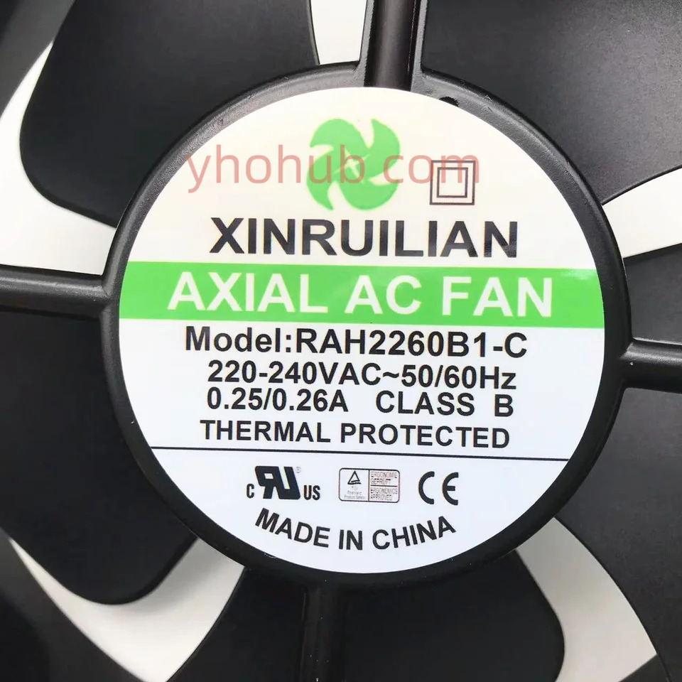 Xinruilian RAH2260B1-C AC 220V 0.25A 200x200x60mm 2핀 서버 냉각팬