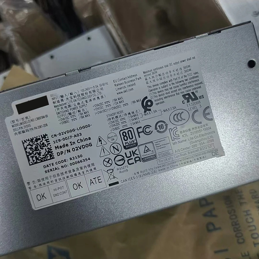 Dell Optiplex 3050 7050 7080 7090 5090 5880 5890 MT G5 L360EBM-00 PCFT5 YCRD7 2VD0G 6 4 핀 전원공급장치 신