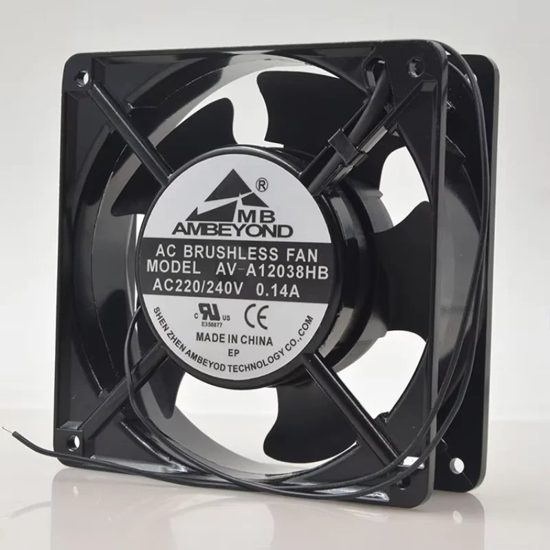 AMBEYOND -A12038HB 2핀 서버 냉각팬 AC 220V 0.14A mm