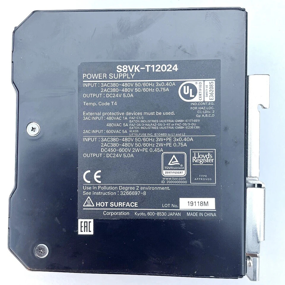 S8VK-T12024 스위칭 전원공급장치 DC24V 5A 출력 레일 타입
