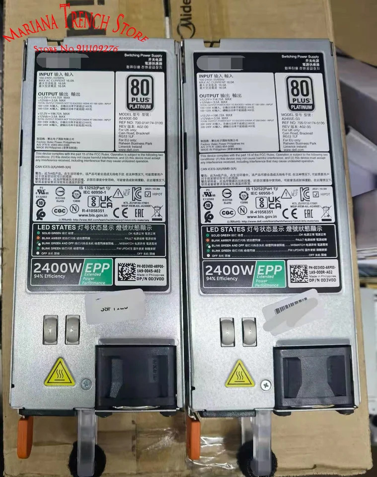DELL 랙 서버A2400E-S0 EPP 2400W 스위칭 전원공급장치