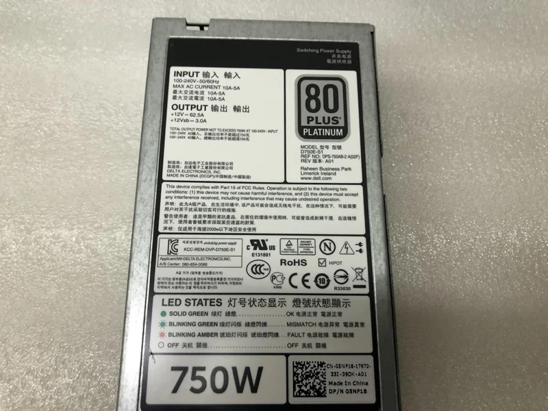 Power edge R720/R620/R520/T620/R820/R920 750W PSU 전원공급장치 N30P9 CWKMX 79RDR 5NF18 6W2PW 오리지널 신