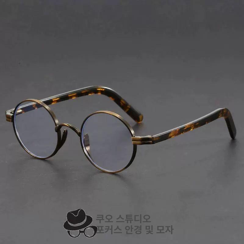 남성 동그란안경테 동글이 라운드 패션 원형 뿔테 은테 나사없는 베타티타늄 둥근 - 상세 이미지 2