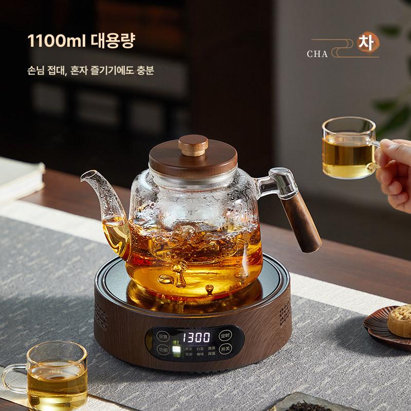 내열 티팟 핸드 차주전자 메이커 차포트 유리주전자 원형 원룸용 전기 유리포트 이상 - 상세 이미지 5