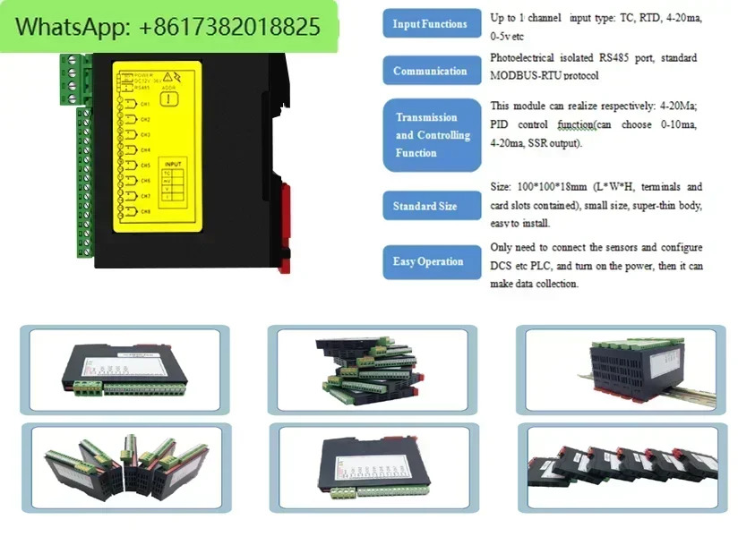 4 채널 초박형 DIN35 DCS/PLC/HMI 절연 0-5V/1-5V/0-10V/0-10ma/0-20ma/4-20ma 아날로그 출력 모듈RS485 MODBUS 포함
