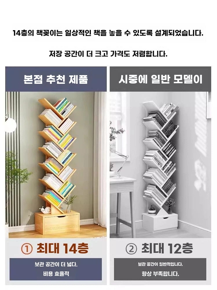 수직 스탠딩책꽂이 벽면 타워책꽂이 인테리어 기본형 - 상세 이미지 4