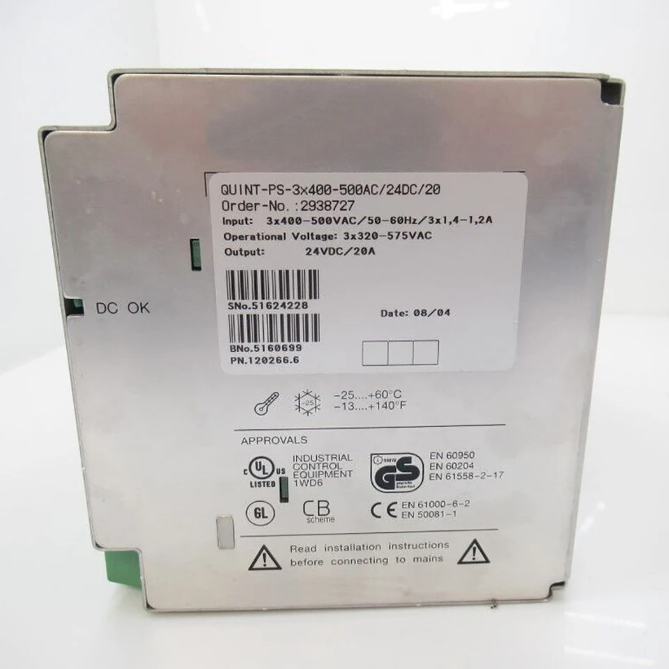 스위칭 전원공급장치 미세 2938727 QUINT-PS-3X400-500AC 24DC 20 QUINT POWER 24VDC 20A