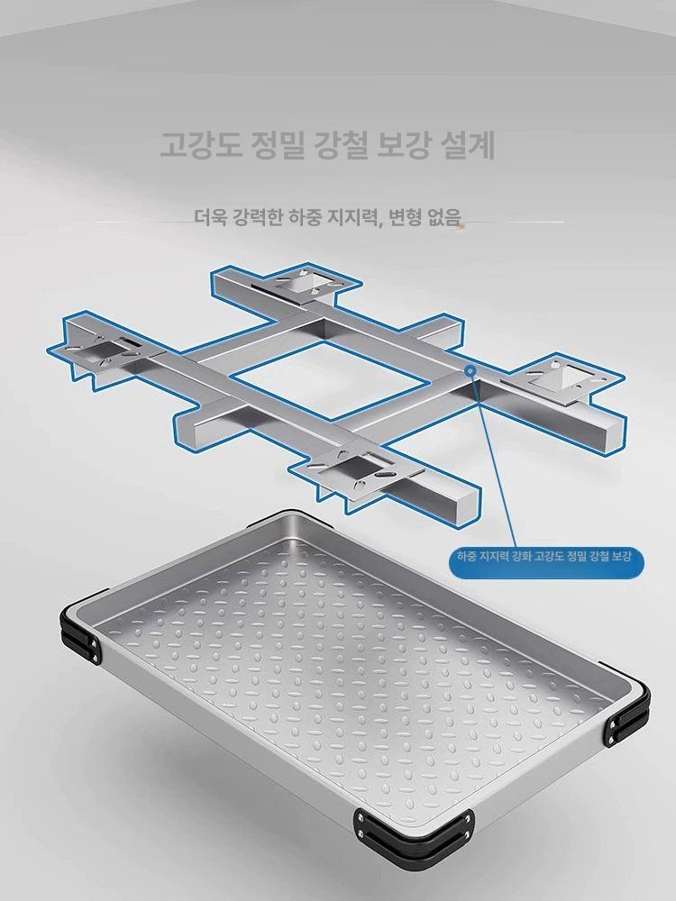 스테인리스 손수레 이동식 접이식 창고 핸드카 바퀴 운반카 끌차 업소용 트롤리 - 상세 이미지 3