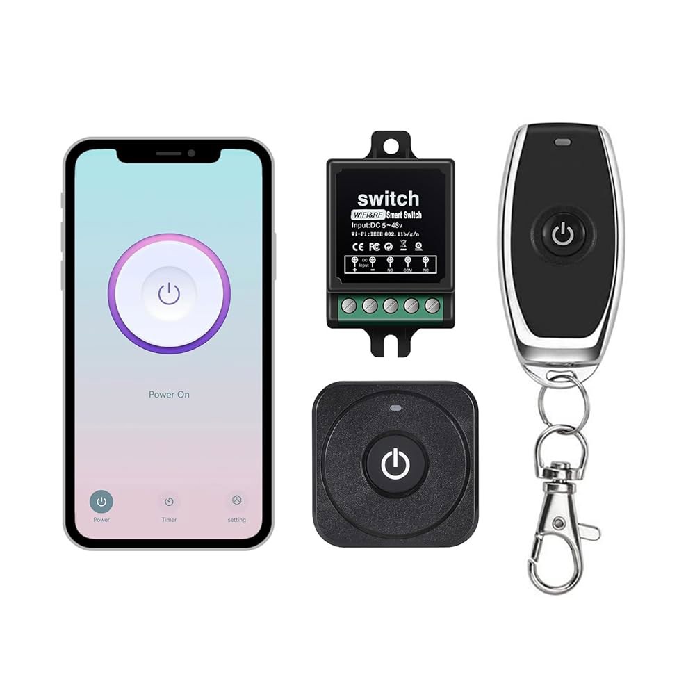 SRDKG 미니 12v WiFi 스마트 스위치, 드라이 컨택트 5-48v Rf 무선 리모컨 DC 릴레이 스위치 10암페어 전기 잠금 도어용 - 메인 이미지
