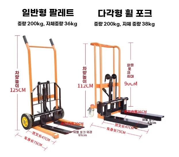 미니지게차 수동리프트 400kg 유압리프트 기본형 - 상세 이미지 4