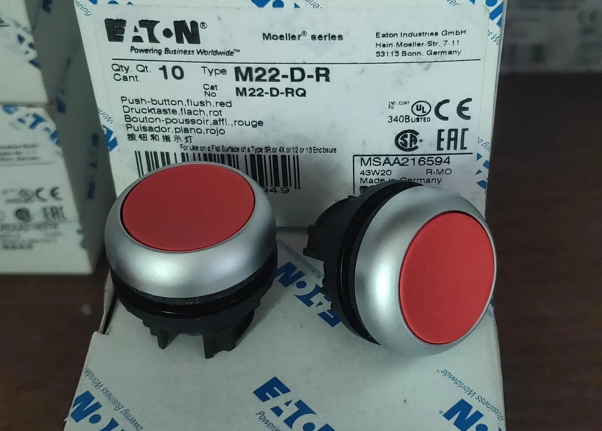 10pcs Eaton M22-D-S M22-D-M22-D-R M22-D-G 버튼 열기