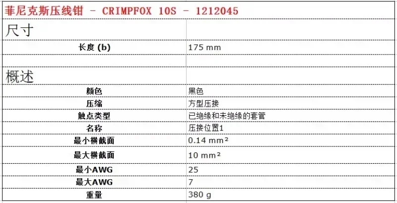 포장 1212045 와이어 클램프-CrimpFOX 10S