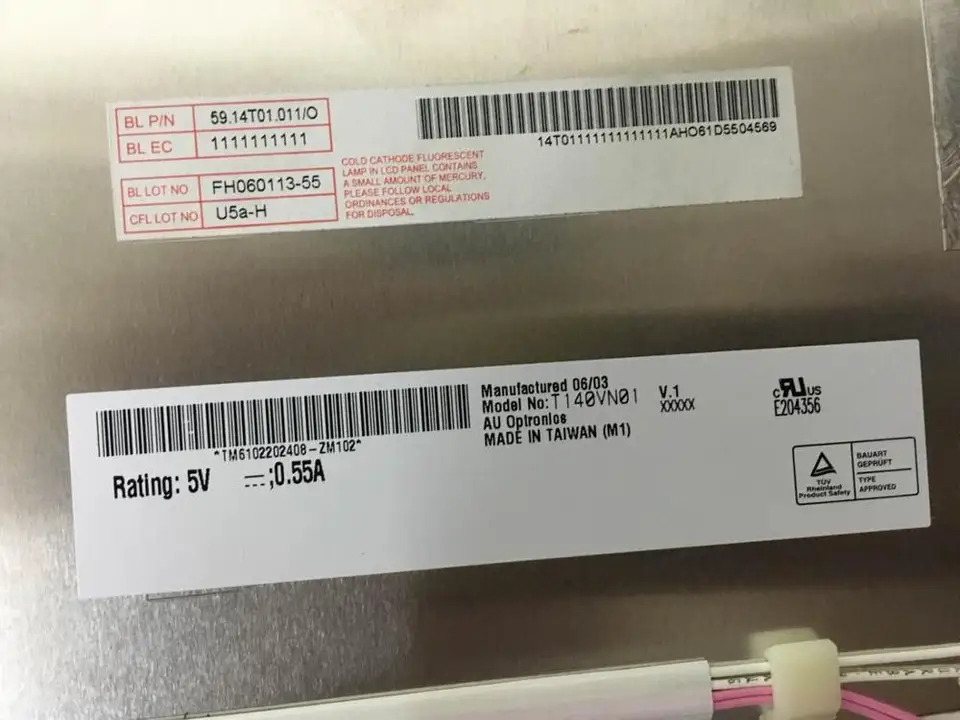 AUO LCD 화면 14인치 T140VN01 V.0 V.1 동안