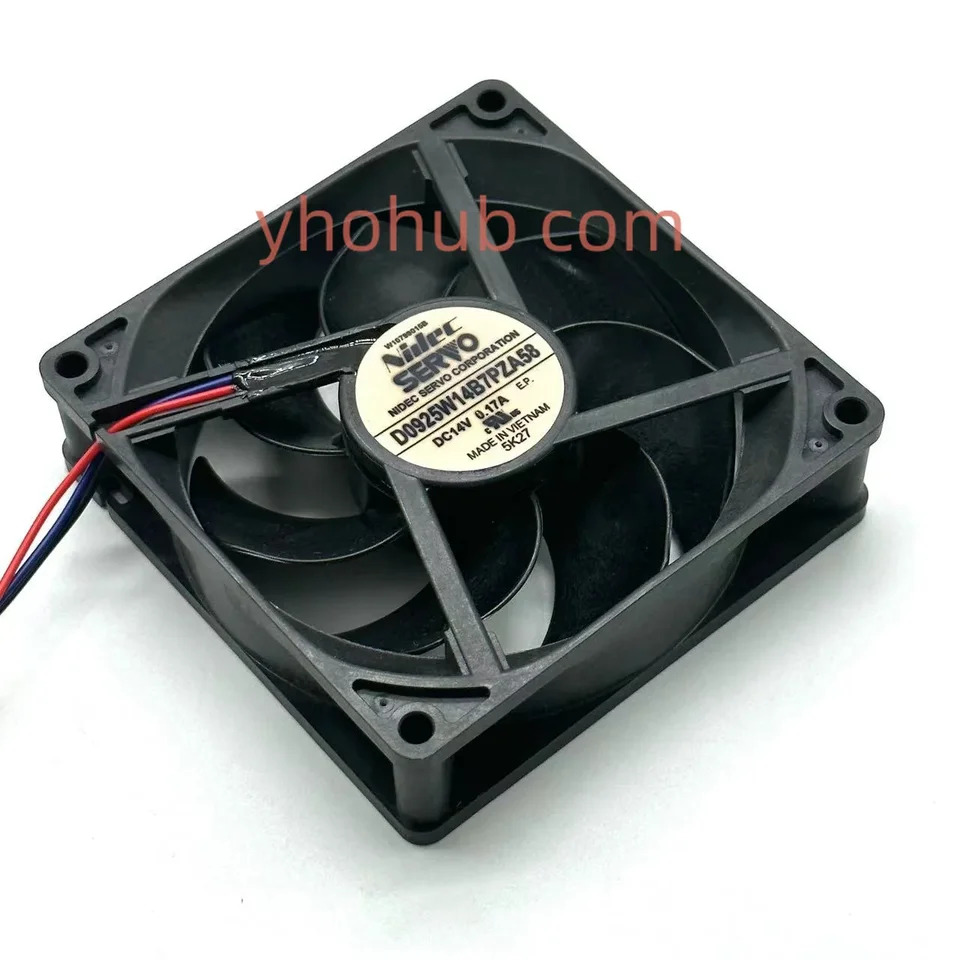 Nidec 3 와이어 서버 냉각팬 D0925W14B7PZA58 DC 14V 0.17A 92x92x25mm