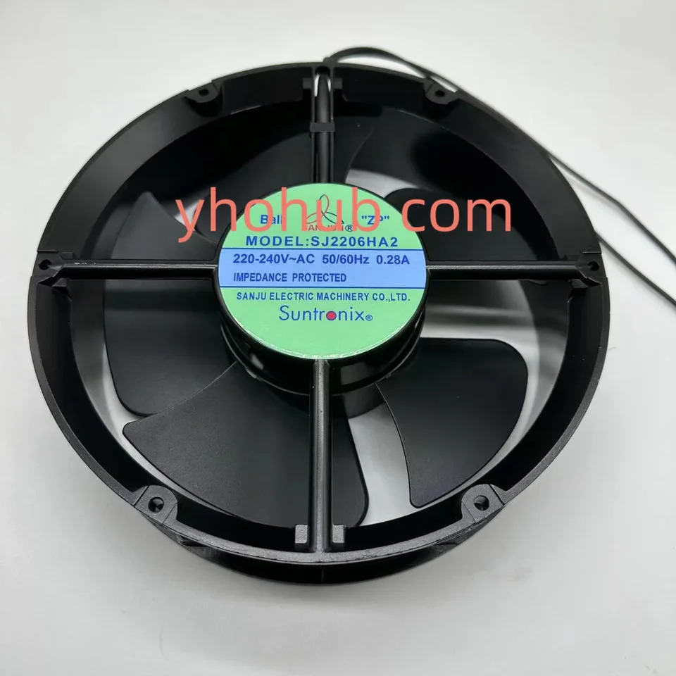 San Jun 2 와이어 서버 라운드 냉각팬 AC 220V 0.28A 220x220x60mm SJ2206HA2