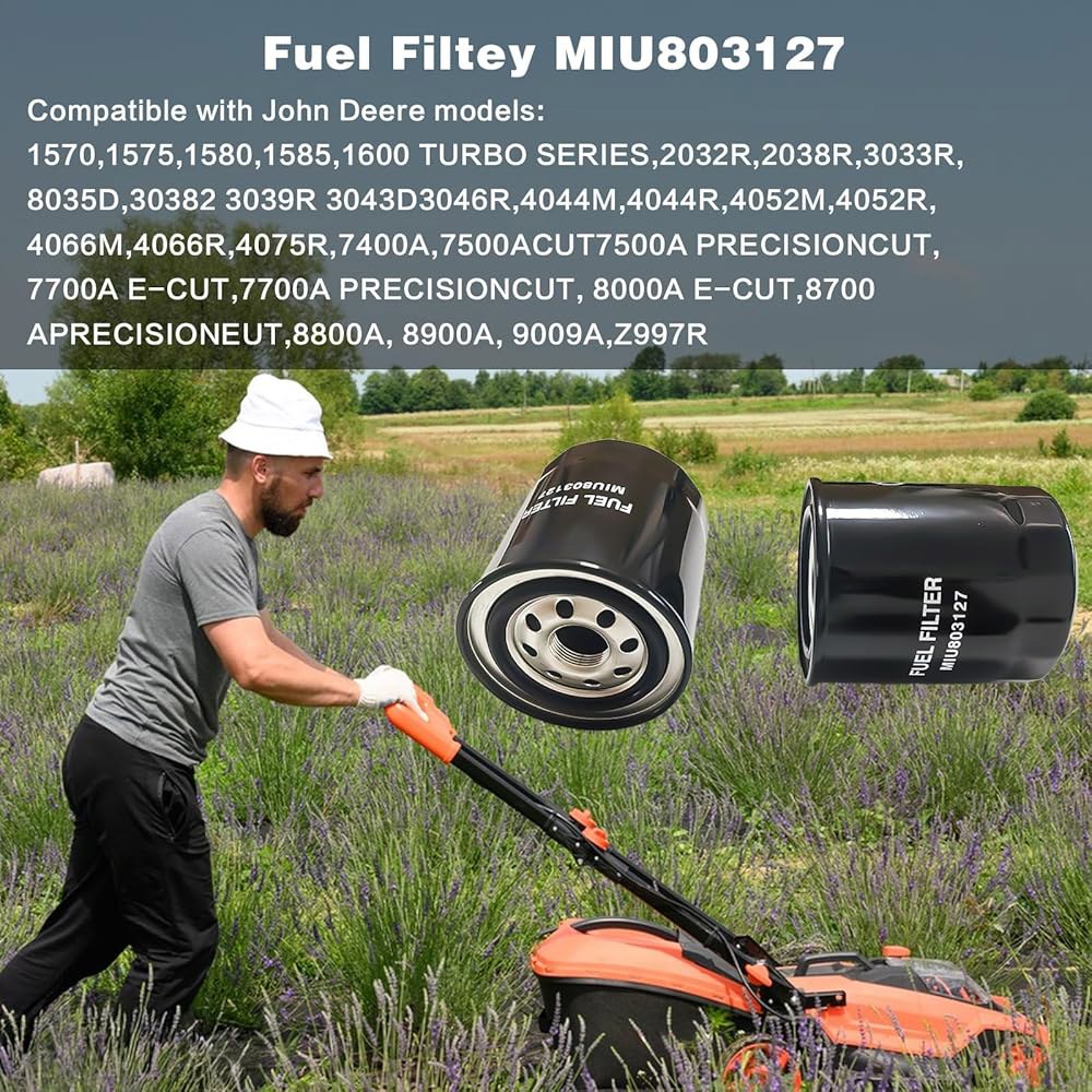 연료 필터 MIU803127 John Deere 잔디깎이 Z997R 4044 25216 터보 3032 9009A 1585 시리즈와 1600 8000A 7700A 호환 가능 7500 - 상세 이미지 3