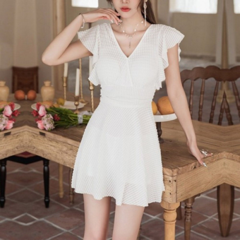 모노키니 원피스 일체형 수영복 여성용 체형커버 휴양지룩 비치웨어 비치 원피스 - 상품 이미지
