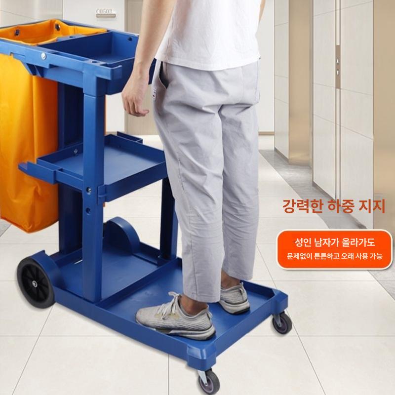 이동식 카트 탈수 세척 청소통 물걸레 수레 물통 원형 걸레통 밀대걸레 더블통 배수 - 상세 이미지 3