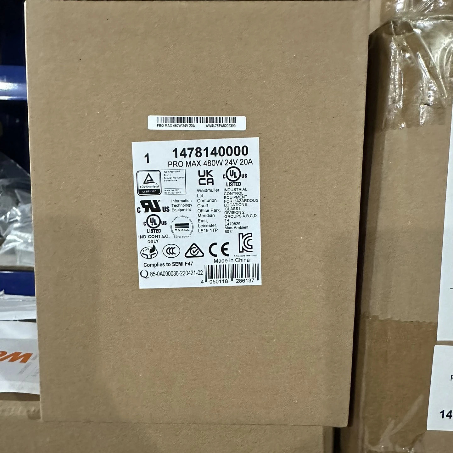 Weidmuller 1478140000 PROMAX 전원공급장치 480W 24V 20A 신