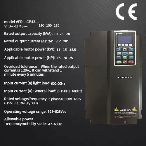 고성능 Del ta VFD 주파수 변환기 CP 2000 MS 300 3상 모터 드라이브 가변 드라이버 380V