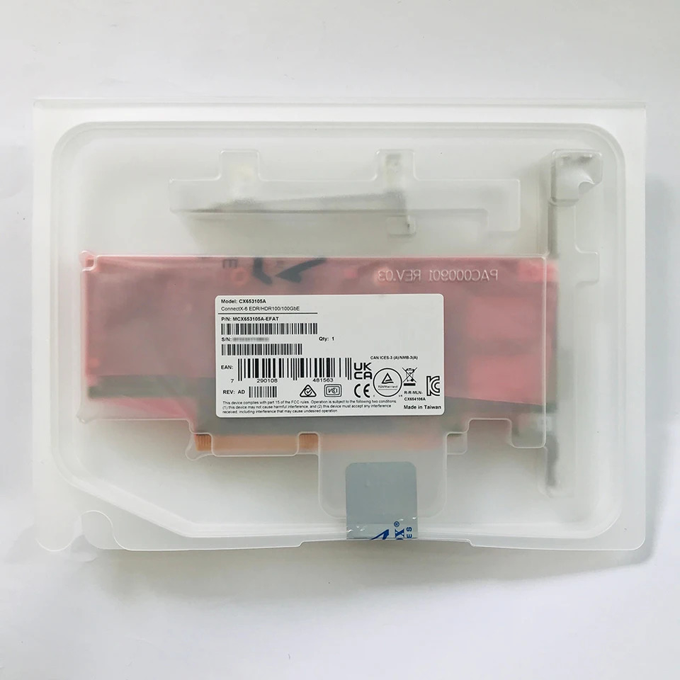 단일 포트 네트워크 카드 NIC CX653105A MCX653105A-EFAT ConnectX-6 EDR IB/HDR100/100GbE