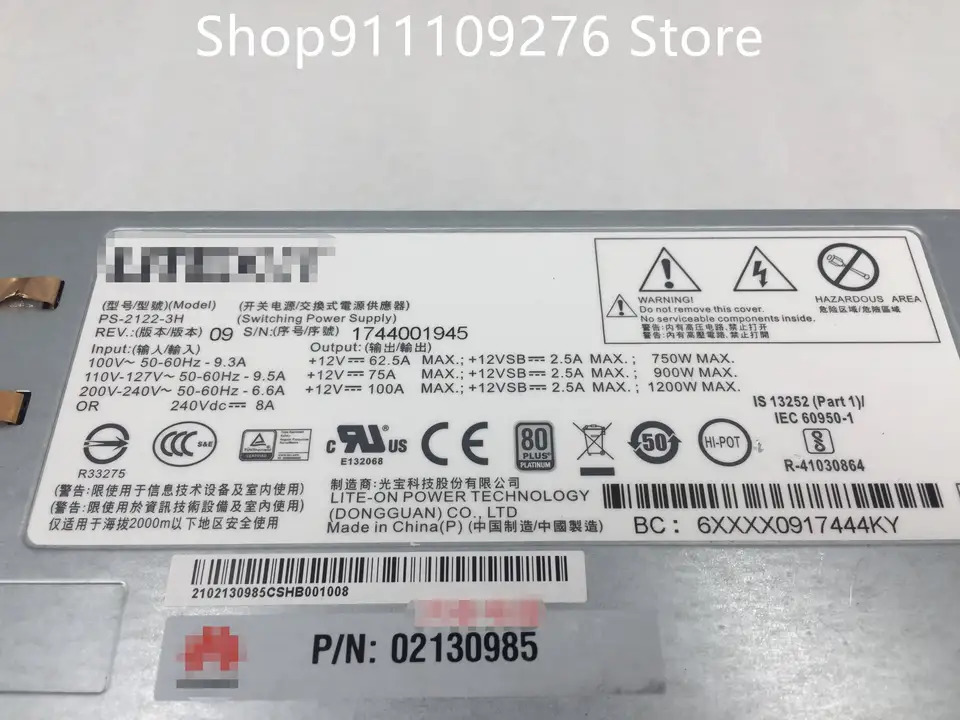 화웨이호환 X6000 RH321V2 PSU 1200W 전원공급장치 PS-2122-3H DPS-1200AB-8 A