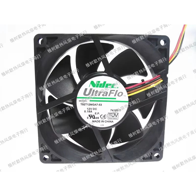 Nidec T92T12MGA7-53 4 선 서버 냉각팬 DC 12V 0.18A 90x90x25mm