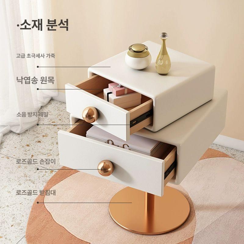회전 원목침대협탁 우드 정리대 침대옆 수납장 다용도 빈티지 가구 사이드테이블 이미지 6