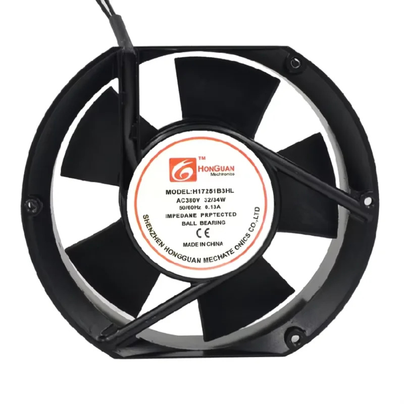 HONGUAN 서버 냉각팬 AC 380V 0.13A 172x172x51mm 2 와이어 H17251B3HL