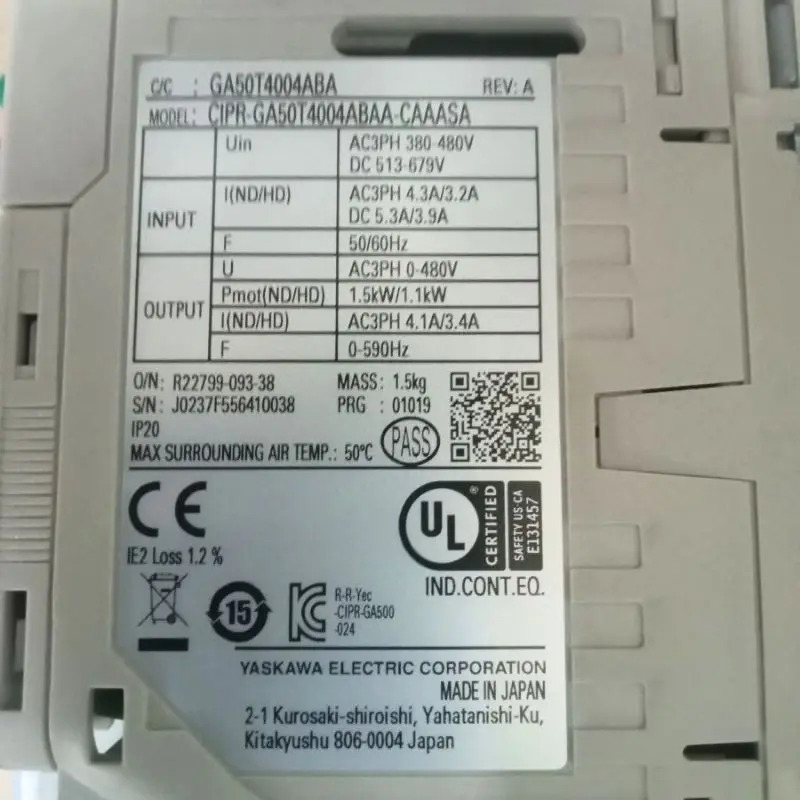 CIPR-GA50T4004ABAA-CAAASA 야스카와 인버터 신