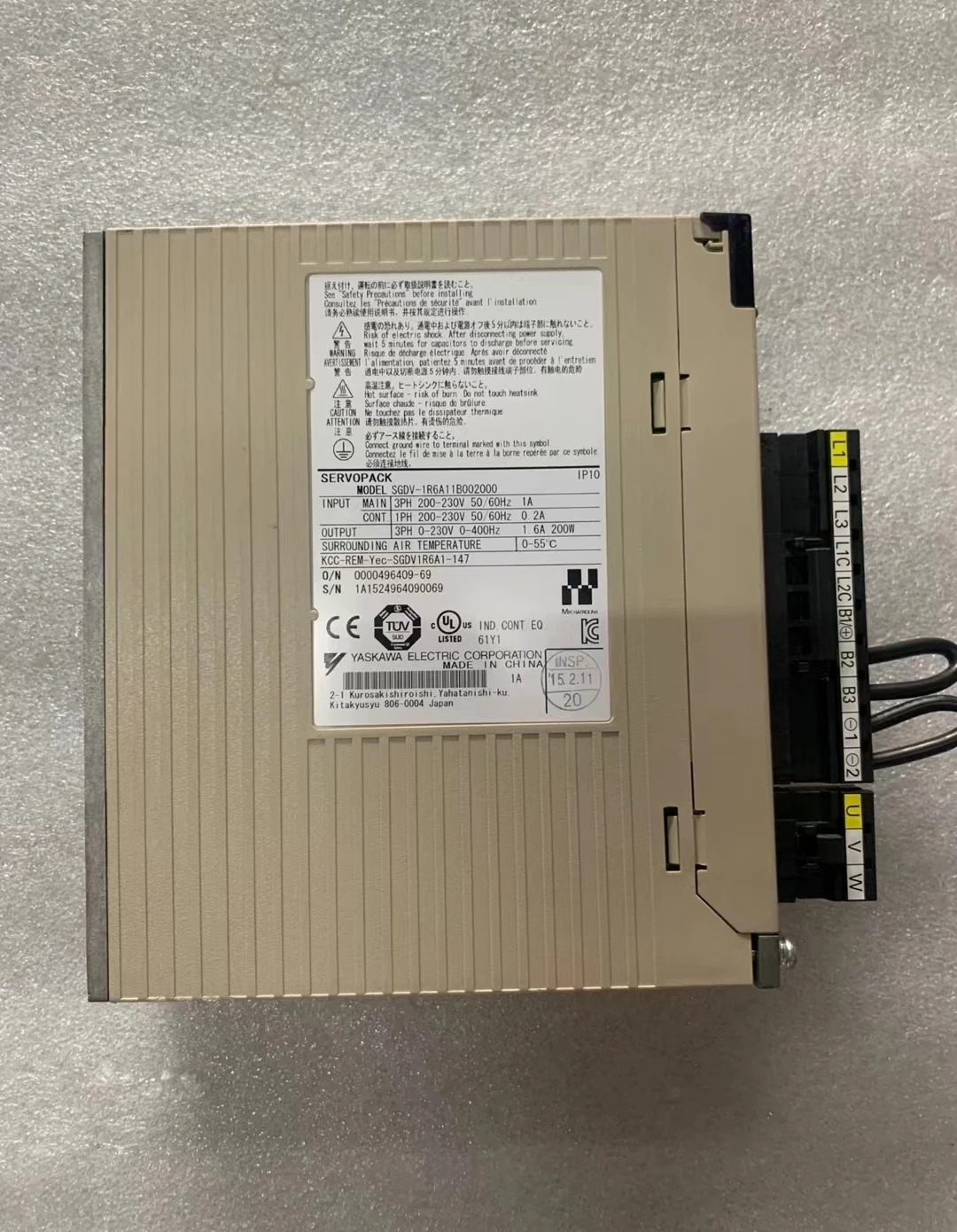 SGDV-1R6A11B002000 리퍼 서보 드라이브 200W 기능 OK