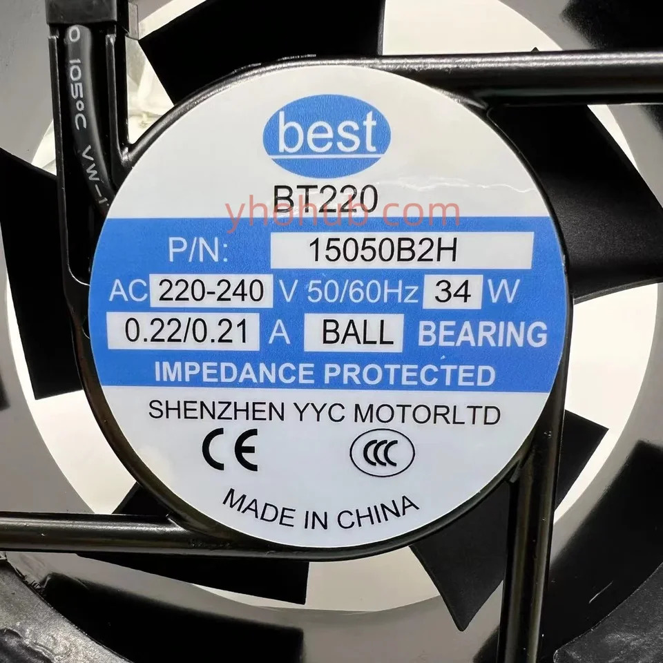 2 와이어 서버 냉각팬 15050B2H AC 220V 0.22A 172x151x50mm