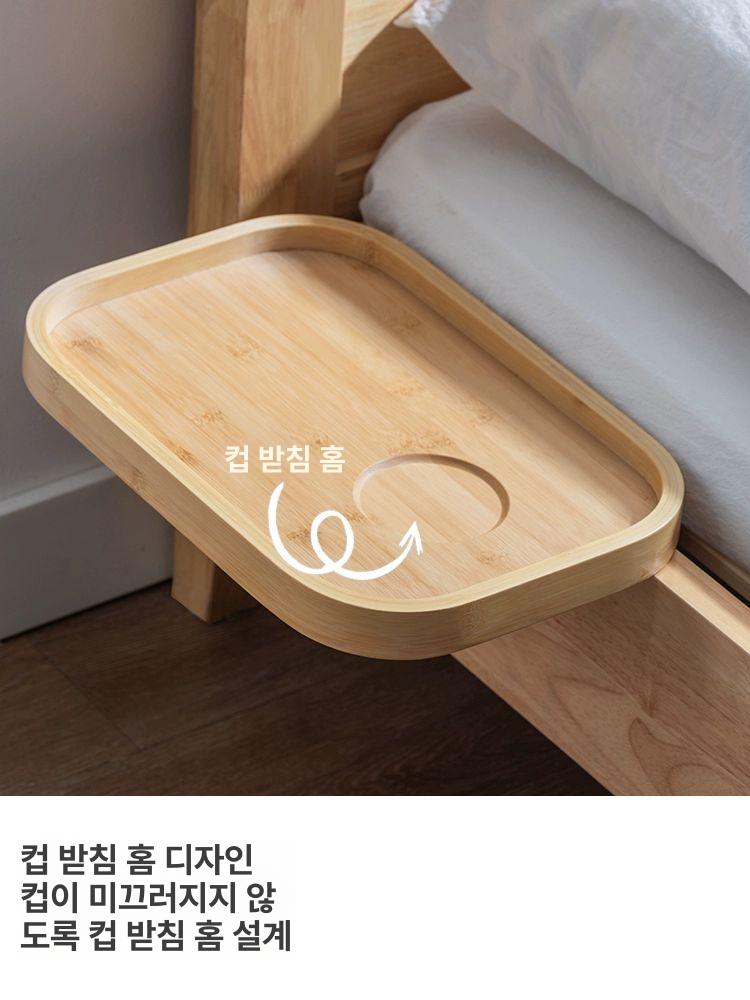 침대머리선반 침실 원목 프로젝터 수납선반 라탄 캐비닛 북유럽 옆 옆선반 협탁 - 상세 이미지 3