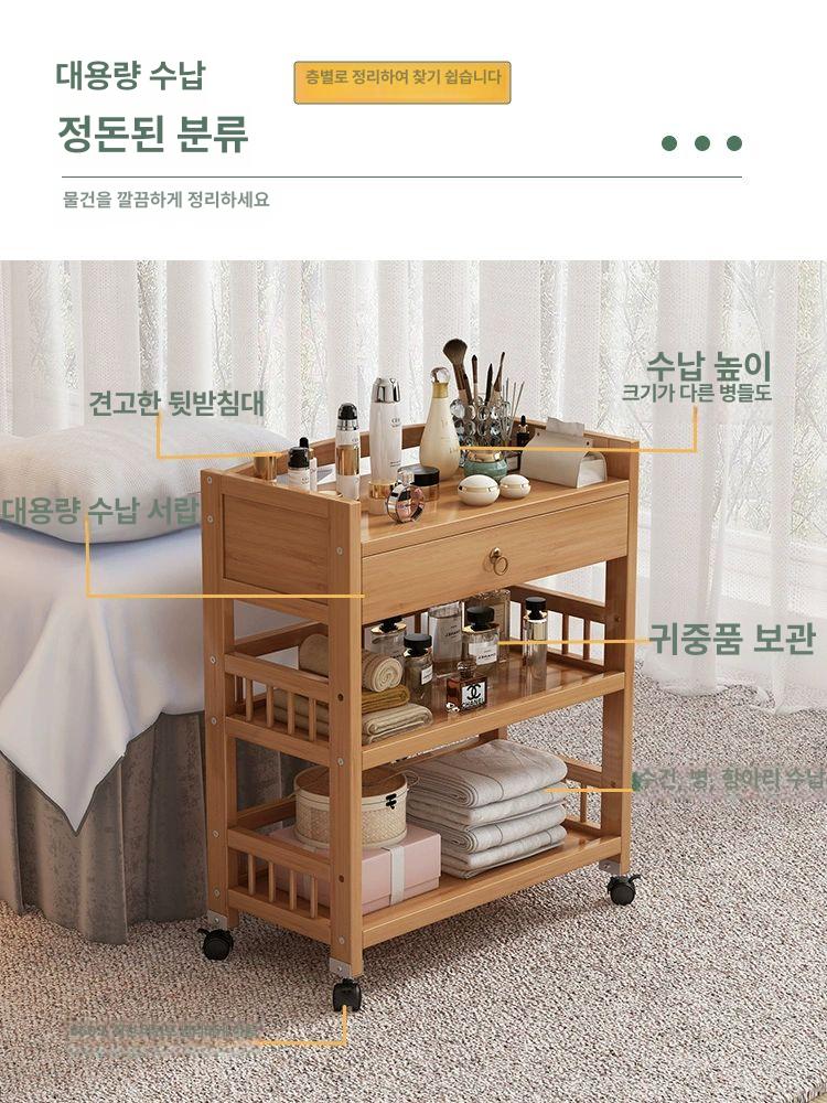 원목 트롤리 웨건 빈티지 무서랍 다용도 미용실 수납 서빙카트 미용카트 - 상세 이미지 3